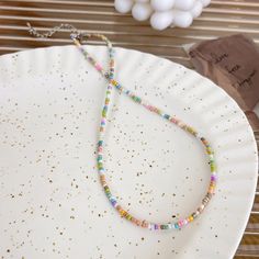 Material: Glass beads Fashion Element: Circle, Ring, Line, Rainbow Style: Korean Korean Style Beads Fashion, Rainbow Style, Rainbow Fashion, Rainbow Necklace, Strung Beads, Rice Bead, Circle Ring, Women's Jewelry And Accessories, Rainbow Color