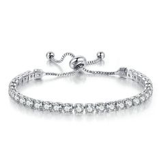 Brand New Women's White Gold & Diamond Tennis Bracelet 18k White Gold Plated Sterling Silver Genuine 2ct Lab Created Diamonds Adjustable Band To Fit Any Size Women's Wrist Retail Price $300 Buy With Confidence From A Trusted Seller With A 99%+ Feedback Rating! A0456 (Id-9) Diamond Cut Crystal Bracelets, Crystal Diamond Cut Bracelets, Round Diamond Cut Tennis Bracelet, Brilliant Cut Diamond Crystal Bracelet, Diamond Crystal Bracelet With Prong Setting, Crystal Tennis Bracelet With Diamond Accents, Jubilee Cubic Zirconia Diamond Bracelet, White Gold Crystal Bracelet For Formal Occasions, Dazzling Crystal Tennis Bracelet