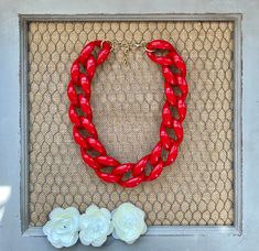 Red Chunky Chain Link Statement Necklace. Links get smaller towards the clasp for a comfortable fit Hook Clasp Check out my other Categories Tassel Necklaces Are Here! https://www.etsy.com/shop/BohoJewelBoutique?section_id=17392247&ref=shopsection_leftnav_10 Knots & Nautical https://www.etsy.com/shop/BohoJewelBoutique?section_id=17156153&ref=shopsection_leftnav_1 Chunky Chain Link Statement Necklaces https://www.etsy.com/shop/BohoJewelBoutique?section_id=17156207&ref=shopsection_leftnav_2 Crysta Flower Statement Necklace, Enamel Beads, Crystal Necklaces, Red Necklace, Bib Necklaces, Statement Necklaces, Hook Clasp, Shop Necklaces, Etsy Australia