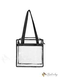 BirdinBag - PVC Fashion Tote Bag: Transparent Design with Stylish Contrast Trim Rectangular Shoulder Bag With Clear Strap For Daily Use, Clear Shoulder Bag With Adjustable Strap, Clear Tote Shoulder Bag With Removable Pouch, Clear Tote Shoulder Bag For School, Clear Shoulder Bag With Removable Pouch For Shopping, Large Capacity Clear Shoulder Bag For School, Large Capacity Clear Shoulder Bag For Daily Use, Clear Rectangular Shoulder Bag For Daily Use, Clear Rectangular Bag With Removable Pouch