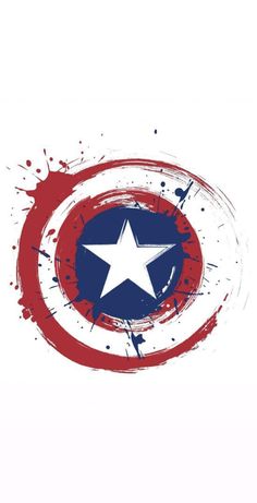 the captain's shield is painted in red, white and blue with paint splatters