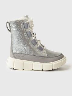 DESCRIPTION:This stylish boot features a waterproof design and warm, lightweight insulation.FEATURES:Round ToeLace-Up VampInner Ankle ZipUpper: Waterproof Metallic LeatherLining: MicrofleeceFootbed: Removable Molded EVAMidsole: Molded EVAOutsole: Molded Duotread™ RubberInsulation: 100gBoot Shaft Height: 5.25 in. Silver Chrome, Stylish Boots, Saint Bernard, Waterproof Boots, Metallic Leather, Pure Silver, Lace Up Boots, High Boots, Kids Shoes