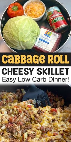 cabbage roll cheesy skillet is an easy low carb dinner