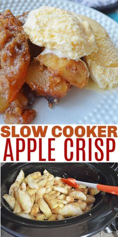 this is an image of slow cooker apple crispes