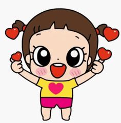 a cartoon girl with hearts on her head