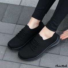 Olivia Mark - Premium Lightweight Breathable Sports Shoes with Mesh Upper for Casual Running and Work, Non-Slip Black Sole Casual Running Shoes, Platform Loafers, Breathable Sneakers, Shoes Heels Wedges, Casual Athletic, Peep Toe Sandals, Outdoor Fashion, Casual Lace, Running Sneakers