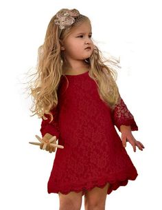 PRICES MAY VARY. It is finished at the sleeves and the bottom hem with a beautiful, scalloped lace trim.3/4 sleeves dress made with soft, delicate, embroidered lace that overlays a high quality cotton slip. Dress Available Size: 0-3Month,3-6Month,6-9Month,9-12Month,12-18Month,2T 3T 4T 5 6 7 8 9 10 11 12 13 14 15 are all available. This gorgeous dress is perfect for wedding, baptism, birthday parties, photos, portrait pictures or any special event! This dress is true to size. Please be sure to ha Girls Baptism Dress, Baptism Dress Baby Girl, Rustic Dresses, Toddler Dresses, Toddler Flower Girl Dresses, Girl Flower, Cotton Slip, Baptism Dress, Portrait Pictures