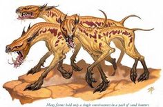 two large dinosaurs walking on top of a dirt ground next to another one with its mouth open