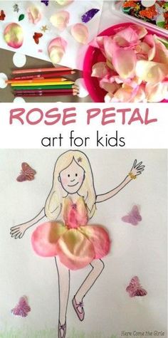 the rose petal art for kids is shown