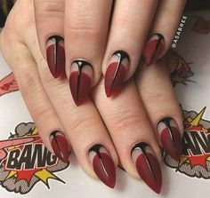 Witch Nails Almond Shape, Black Goth Nails Acrylic, Feminism Nails, Goth Short Nails, Witchy Nail Designs, Pin Up Nails, Goth Nail Art, Witch Nails, Unghie Nail Art