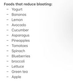 Foods That Reduce Bloat, Non Bloat Foods, No Bloat Meals, Haut Routine, Healthy Food Motivation, Healthy Lifestyle Food, Healthy Meal Prep, Food Obsession, Healthy Snacks Recipes