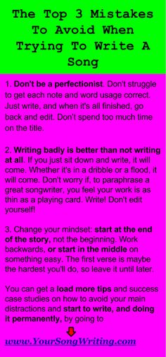 the top 3 things to avoid when trying to write a song