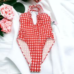 Wild Fable Swimsuit. Size Small (4-6) Or Medium (8-10) Brand New With Tags. Msrp: $32.00 Spring Gingham One-piece Swimwear, Trendy Red Bodysuit For Beach, Red Casual Bodysuit For Beach Season, Casual Red Bodysuit For Vacation, Red Bodysuit For Pool In Spring, Red Summer Vacation Bodysuit, Spring Beach Red Bodysuit, Red Bodysuit For Pool Occasion In Spring, Red Bodysuit For Spring Pool Occasion