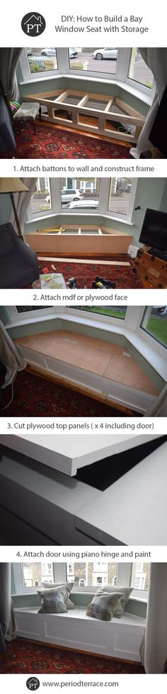 three different views of the inside of an airplane with windows and flooring on each side