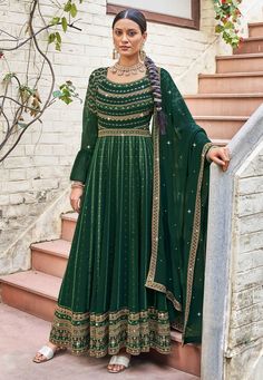 Green georgette abaya style anarkali suit 924  Desc:  Style : Long Anarkali Suits Color : Green Fabric : Georgette Work : Embroidery Wash Care : Dry clean Sleeve Style : Full Sleeve Long Sleeves : Done only in Custom Stitch Sleeves Lining : Done only in Custom Stitch Bust Size : 32 to 42 Inches Occasion : Wedding   Eid   Mehendi   Sangeet   Engagement   Reception   Ceremonial. With Express Free Shipping and Custom Stitching, Buy Indian Party wedding and bridal Anarkalis Green georgette abaya sty Anarkali Suits Designer, Georgette Suit, Designer Anarkali Dresses, Georgette Anarkali, Modest Evening Dress, Designer Anarkali Suits, Anarkali Salwar, Abaya Style, Indian Wedding Wear