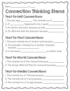 the text to text connection worksheet