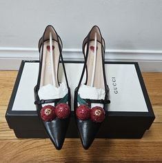 New!! Gucci Cherry Pumps. Comes In It's Original Box, With The Shoe Bags As Well. Gucci Cherry, Gucci Heels, Shoe Bags, Gucci Shoes, Heel Pumps, Pumps Heels, Shoes Women Heels, New Color, Original Box