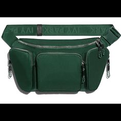 Dark Green Casual Green Bags With Functional Pockets, Casual Green Shoulder Bag With Functional Pockets, Modern Green Bags With Pockets, Green Shoulder Bag With Functional Pockets For Daily Use, Versatile Green Belt Bag, Versatile Green Bag With Functional Pockets, Versatile Green Bags With Functional Pockets, Versatile Green Belt Bag With Removable Pouch, Green Crossbody Belt Bag With Pockets