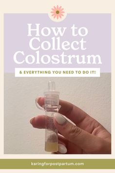 a hand holding an empty bottle with the words how to collect colostrum and everything you need to do it