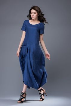 This casual blue linen lagenlook dress is a no-brainer in a flattering loose-fitting style. The designer dress is the epitome of feminine chic and is sure to turn heads. The breezy dress will carry you stylishly through the seasons. A spring/summer dress for every day and a gorgeous party dress for autumn. FEATURES 100% linen No lining Scoop neckline Short sleeve Two big pockets A-line Loose fit Asymmetrical hem Perfect for summer,spring,autumn More color, More size https://www.etsy.com/listing/ Casual Asymmetrical Linen Dress, Casual Linen Dress With Asymmetrical Hem, Lagenlook Linen Dress With Asymmetrical Hem, Blue Short Sleeve Lagenlook Dress, Dress For Autumn, Lagenlook Dress, Blue Linen Dress, Feminine Chic, Breezy Dress