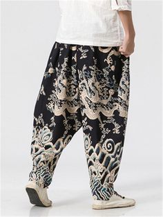 Description Product ID: MBT2061187 Material: Cotton, Polyester Pattern: Printed Season: Spring, Summer, Autumn Style: Casual, Simple, Fashion Occasion: Daily, Outdoor Activities, Vacation, Street Package included 1 * Pants Size Chart (Asian Size): Please allow 1-3 cm measured error. Tag Size Length Waist Leg Cuff cm | inch cm | inch cm | inch M 102cm | 40.1'' 69cm | 27.1'' 34cm | 13.4'' L 103cm | 40.5'' 72cm | 28.3'' 35cm | 13.8'' XL 104cm | 40.9'' 75cm | 29.5'' 36cm | 14.1'' XXL 105cm | 41.3'' 78cm | 30.7'' 37cm | 14.5'' 3XL 106cm | 41.7'' 81cm | 31.8'' 38cm | 14.9'' Black Printed Cotton Pants, Casual Black Floral Print Pants, Summer Black Pants With Graphic Print, Black Printed Pants For Spring, Casual Black Bottoms With Floral Print, Spring Black Printed Pants, Dragon Print, Leg Cuffs, Autumn Style