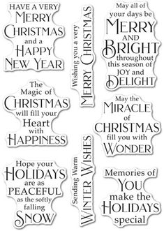 stamp set with words and phrases for christmas