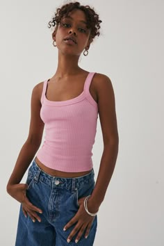 Riri Scoop Tank, Pink Tank Tops Outfit, Riri Tank, Basic Aus Girl, Bday Wishlist, Summer Wishlist, Comfy Clothing, Tank Top Outfits, Stockholm Style