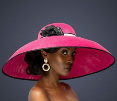 Description: Large pink paper straw hat (other colour options available - please specify) Large black nappa leather flower on right side White and black grosgrain sweatband Model wearing hat size medium - 59cm Handmade in UK Custom Made to Order Dispatched within 3 weeks RETURNS: Please note that as this product is custom made to your specifications, I cannot therefore allow returns or exchanges so please be sure of your purchase. This is in line with the Consumer Protection Regulations. Feel free to contact me with any queries before purchasing. On the rare occasion that a customer is dissatisfied I will work with them, making necessary amendments until the item is perfect Black Floppy Hat, Audrey Hepburn Inspired, Sage Green Floral, Audrey Hepburn Style, Types Of Hats, Elegant Hats, Leather Flowers, Fancy Hats, Love Hat