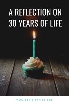 a cupcake with a candle on it that says, a reflection on 30 years of life