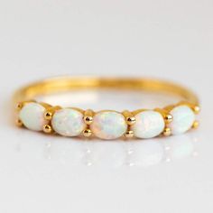 Opal Ring Simple, 14k Gold Opal Ring, Gold Opal Ring, Elizabeth Jewelry, Local Eclectic, White Opal Ring, Opal Ring Gold, Awesome Gifts, Vermeil Jewelry