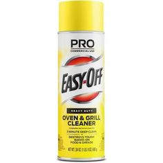 easy - off oven and grill cleaner is shown in this image, it's yellow