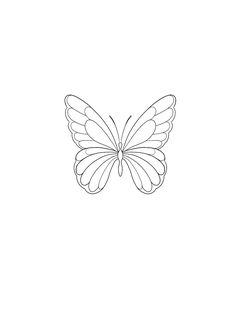 the outline of a butterfly is shown in black and white, with one wing spread out