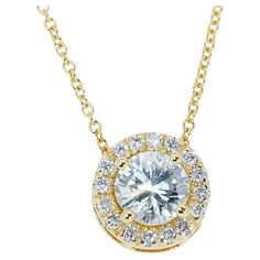 Stunning 0.90ct Triple Excellent Ideal Cut Diamonds Halo Necklace in 18k Yellow Gold - GIA Certified Perfect for any occasion, this exquisite necklace with pendant features a 0.80-carat round diamond, expertly cut to triple excellent standards. This centerpiece is set in luxurious 18k yellow gold and radiates exceptional brilliance and sophistication. Surrounded with 16 round side diamonds, totaling 0.10-carat, this necklace adds a touch of sparkle to any outfit. Certified by GIA, ensuring the a Halo Necklace, Halo Diamond, Chain Lengths, Round Diamonds, Jewelry Necklace Pendant, Diamond Cuts, Halo, Jewelry Collection, Jewelry Necklaces