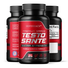 three bottles of silverback testo sante extra strength capsules on a white background