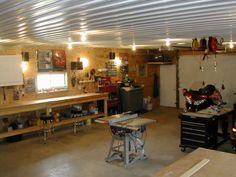 a garage filled with lots of tools and equipment