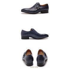 Introducing the Elegant CrocLuxe Croc Monkstrap Dress Shoes, crafted with the finest genuine cow leather for a luxurious and elegant look. The sleek slip-on design ensures a seamless fit, while the PU insole provides ultimate comfort and support. Elevate your wardrobe with these statement shoes and experience the perfect blend of fashion and functionality. Upgrade your style today! Formal Fitted Leather Slip-ons, Fitted Slip-on Dress Shoes For Business, Leather Monk Strap Slip-on Shoes, Fitted Leather Monk Strap Slip-on Shoes, Fitted Slip-on Monk Strap Shoes For Business, Semi-formal Slip-on Monk Strap Shoes With Pointed Toe, Business Casual Fitted Monk Strap Slip-on Shoes, Elegant Monk Strap Slip-on Shoes For Semi-formal Occasions, Elegant Slip-on Dress Shoes With Buckle Closure