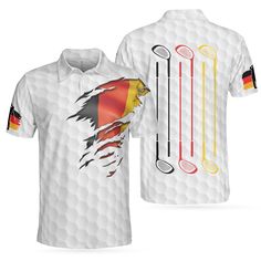 Golf German Flag Polo Shirt, White Golf Pattern Polo Shirt, Germany Golf Shirt For Men - Hyperfavor Golf Pattern, Men Polo Shirt, Button Down Polo, German Flag, Gifts For Uncle, Summer Beach Dress, Polo Shirt White, Halloween Shirts, Weekend Brunch