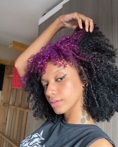 Block Coloring Hair, 4c Dyed Hair, Purple Natural Hair, Dyed Hair Purple, Dye Ideas