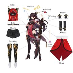 Beidou Cosplay, Genshin Impact Beidou, Chest Accessories, Eye Of God, Red Costume, Black Leotard, Costume Women, Eye Patches, Qipao Dress