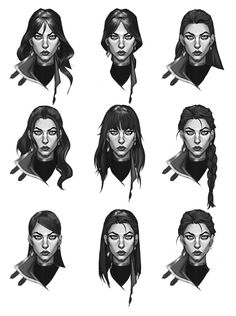 the different faces and hair styles of female characters