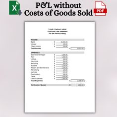 a sheet of paper with the text pgl without cost of goods sold