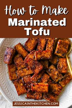 how to make marinated tofu on a plate with chopsticks and sauce