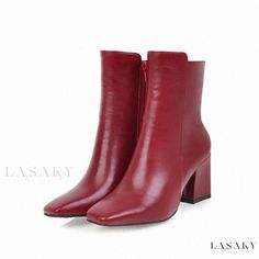 Lasaky - Easy-Pair Boots in Small Sizes Rough Heels, Ladies Boots, Shoe Sole, Square Head, Red Boots, Heel Slippers, Zipper Boots, Workout Shoes, Comfortable Boots