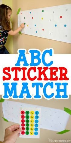 the abc sticker match is an easy activity for toddlers to practice their letters and numbers