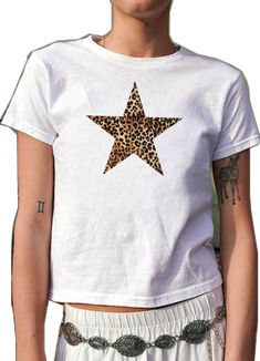 Cute Short Sleeve T-shirt With Star Print, Trendy Star Print Tops For Streetwear, Trendy Tops With Star Print For Streetwear, Y2k Star Print Tops For Streetwear, Summer Grunge Star Print Top, Summer Star-shaped Graphic Tee, Summer Star Shaped Graphic Tee, Grunge Style Star Print T-shirt For Summer, Cute Star Print Crew Neck Top