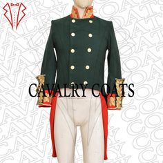 New Men Green Wool 1798 Regulation Jacket, Military Tailcoat, General Officer Jacket, Horse Riding British Uniform, 17th Century Coat By Cavalry Coats With Worldwide Expedited Shipping ARTICLE DESCRIPTION CHARACTERISTICS: 100% wool Custom Fit Style. Main color: Green Professionally stitched AVAILABILITY: "Please note that the color of the product may appear slightly different due to camera reflection.  Our jackets are available for both unisex adults, and we offer custom colors upon request.  Ad Military Outerwear With Epaulettes For Costume, British Uniforms, Green Wool, Fit Style, 17th Century, New Man, Horse Riding, Custom Fit, Fitness Fashion