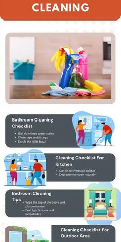 the cleaning checklist is shown in this image, and it shows how to clean your house