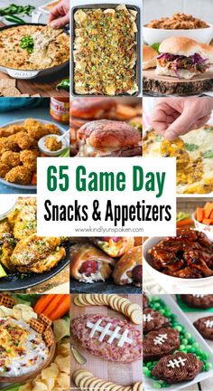 a collage of game day snacks and appetizers