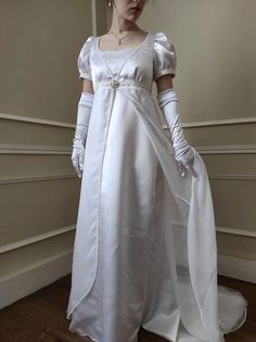 Satin Princess Dress, 1800 Dresses, Regency Aesthetic, 1800's Dress