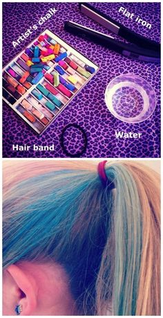 there are two pictures with different hair colors and scissors on the top one shows how to do it